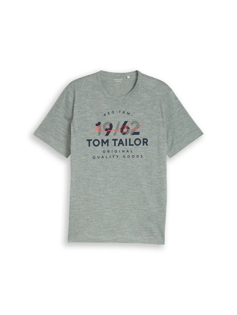 printed fine stripe t-shirt, green navy injected
