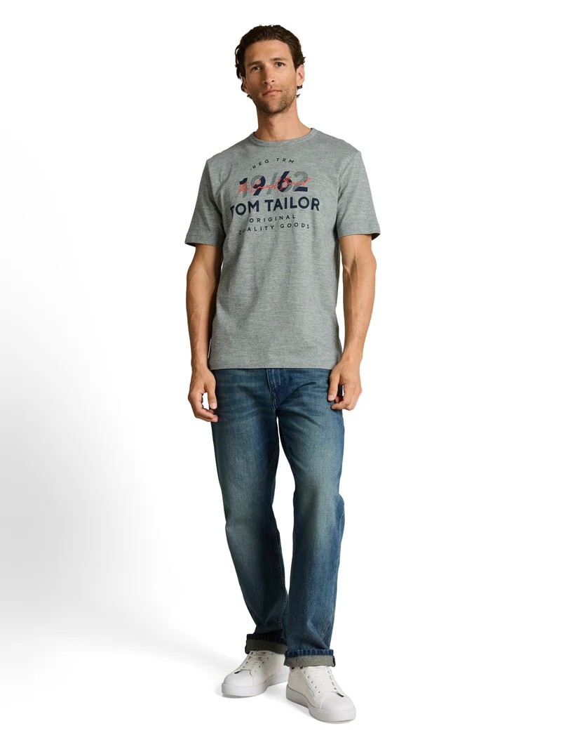 printed fine stripe t-shirt, green navy injected