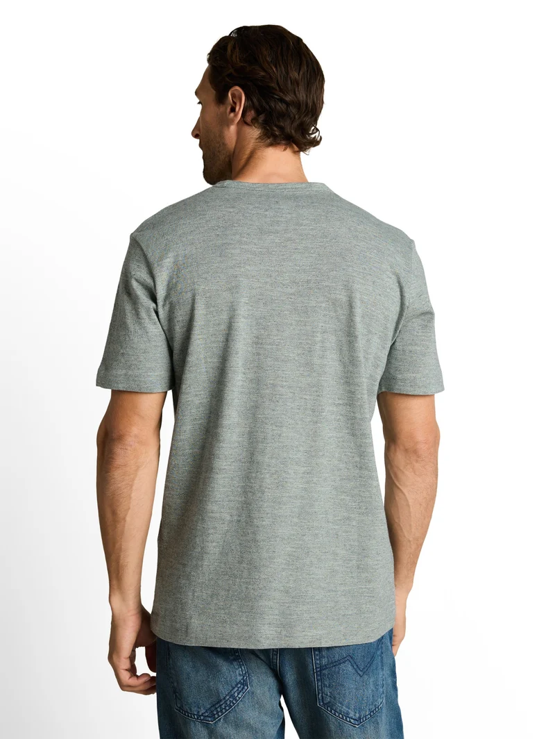 printed fine stripe t-shirt, green navy injected
