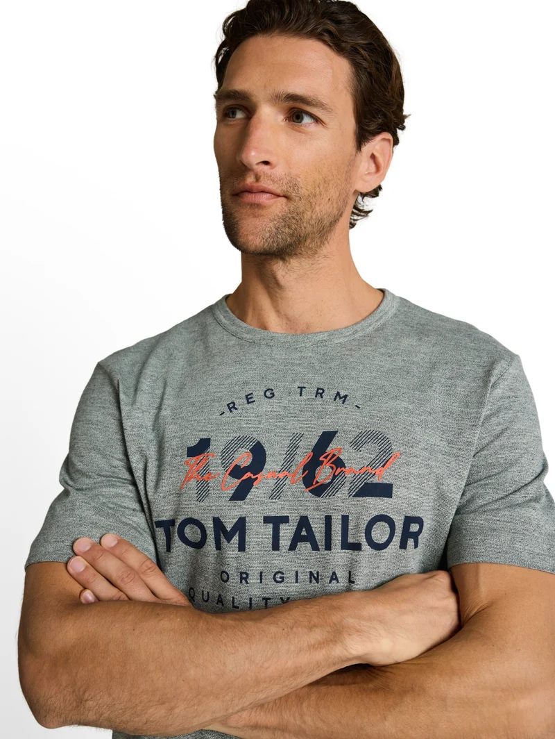 printed fine stripe t-shirt, green navy injected