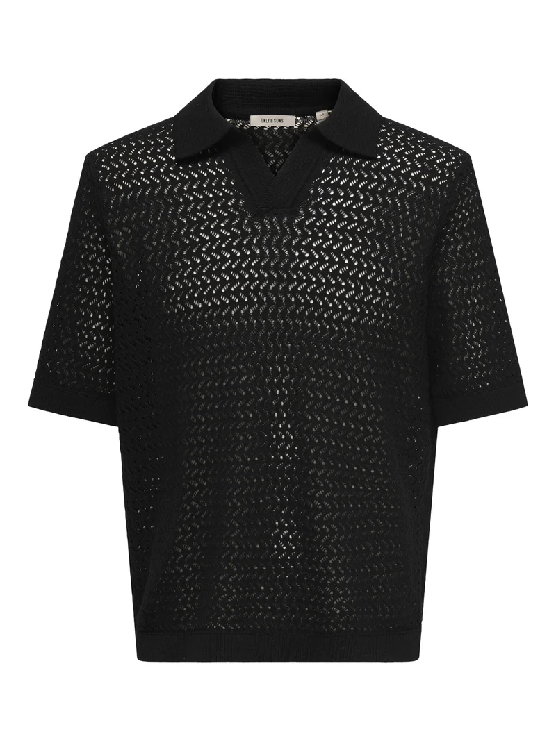 ONSNYLE 5 SS SPLIT POLO KNIT, Black