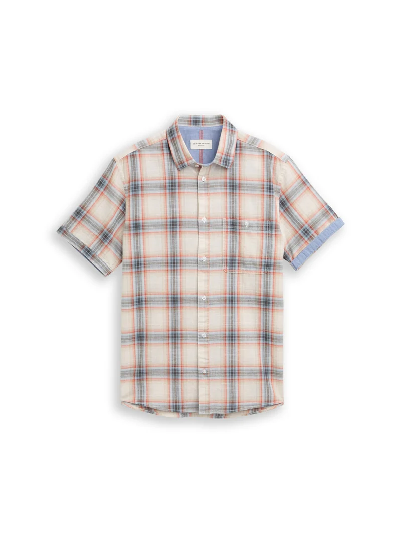 checked shirt, white multicolor check
