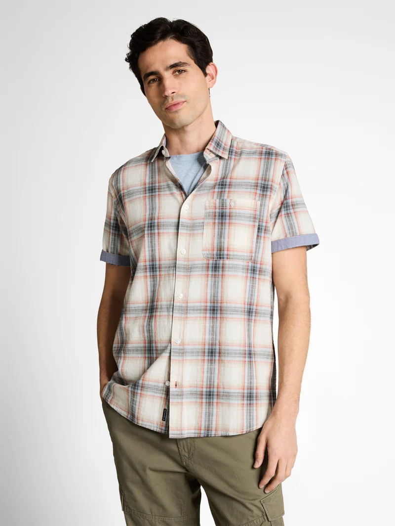 checked shirt, white multicolor check