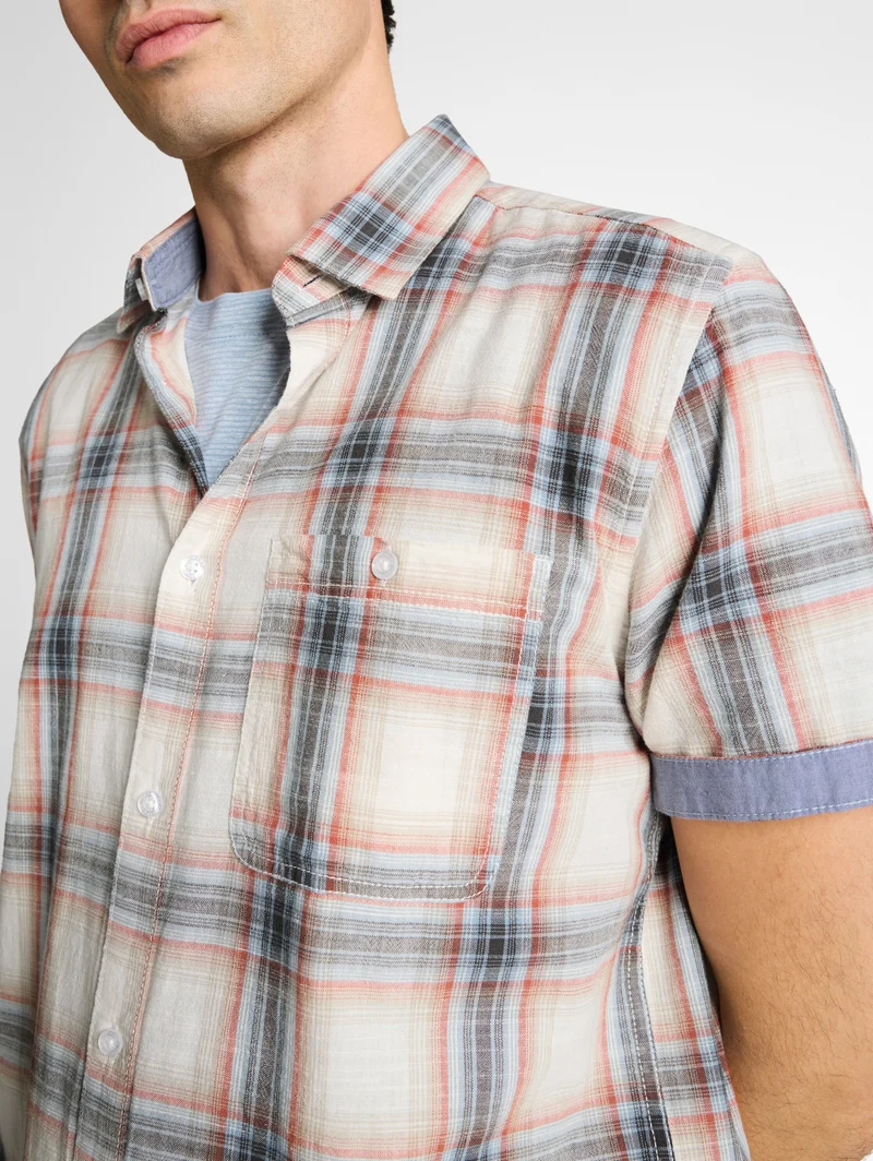 checked shirt, white multicolor check