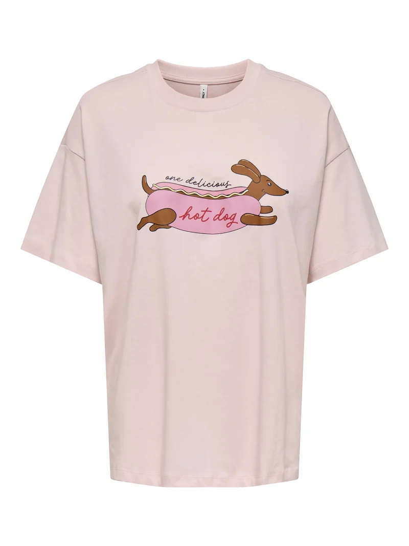 ONLVIVVI S/S LOVELY TOP JRS, Pale Lilac/Hotdog