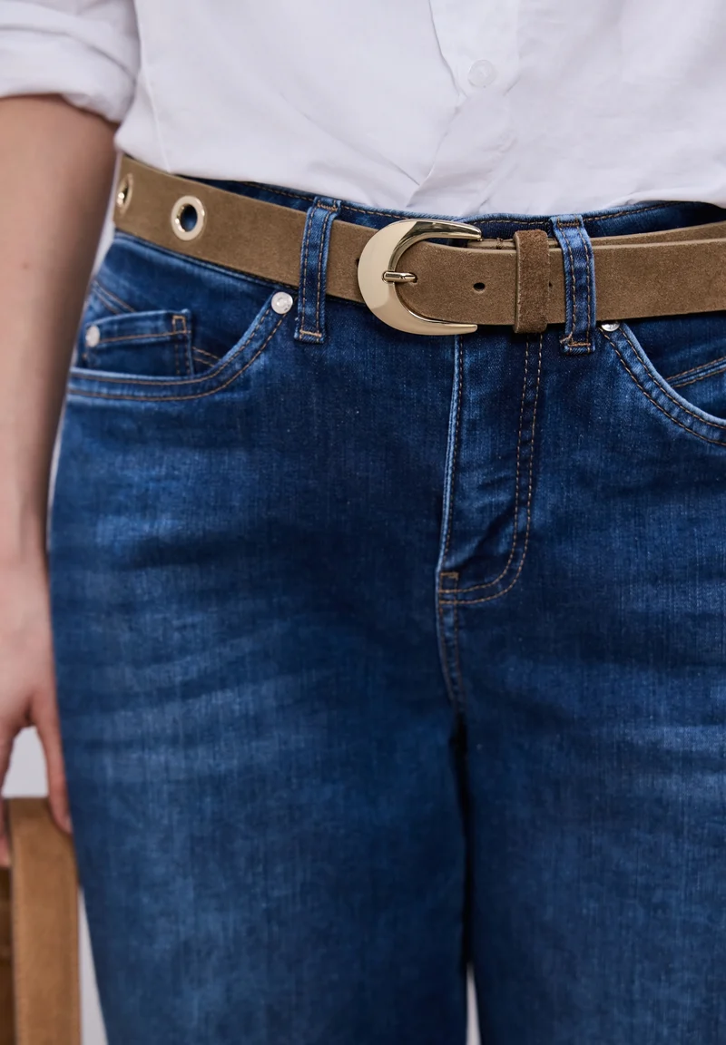 OP_Studded Velour Belt, cognac