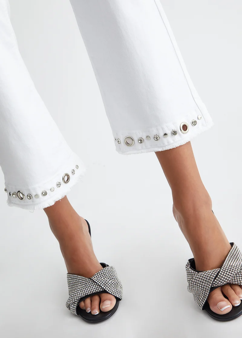 Cropped Bottom Up Trousers with Gemstones