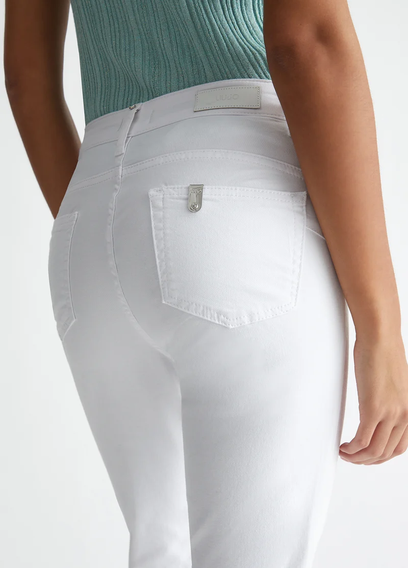 Cropped Bottom Up Trousers with Gemstones