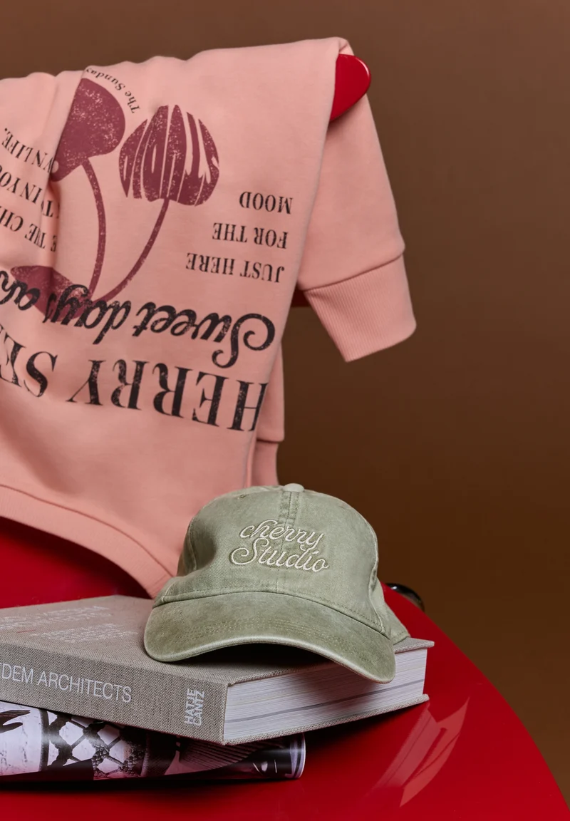 Washed Cap with Slogan, Lichen Green