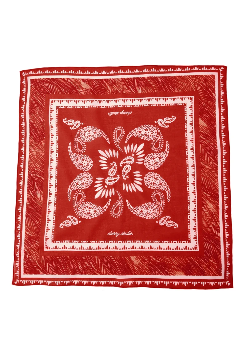 Printed Cotton Bandana_Red, torch red
