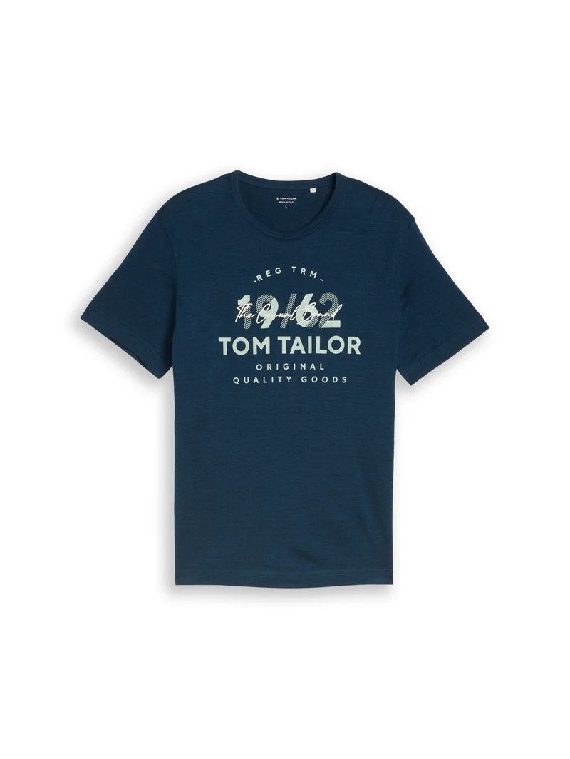 printed fine stripe t-shirt, navy blue petrol injected