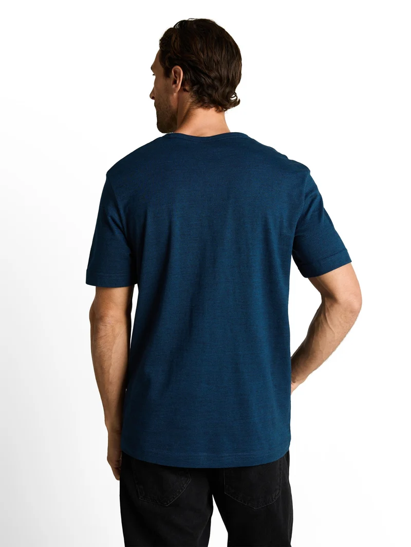 printed fine stripe t-shirt, navy blue petrol injected