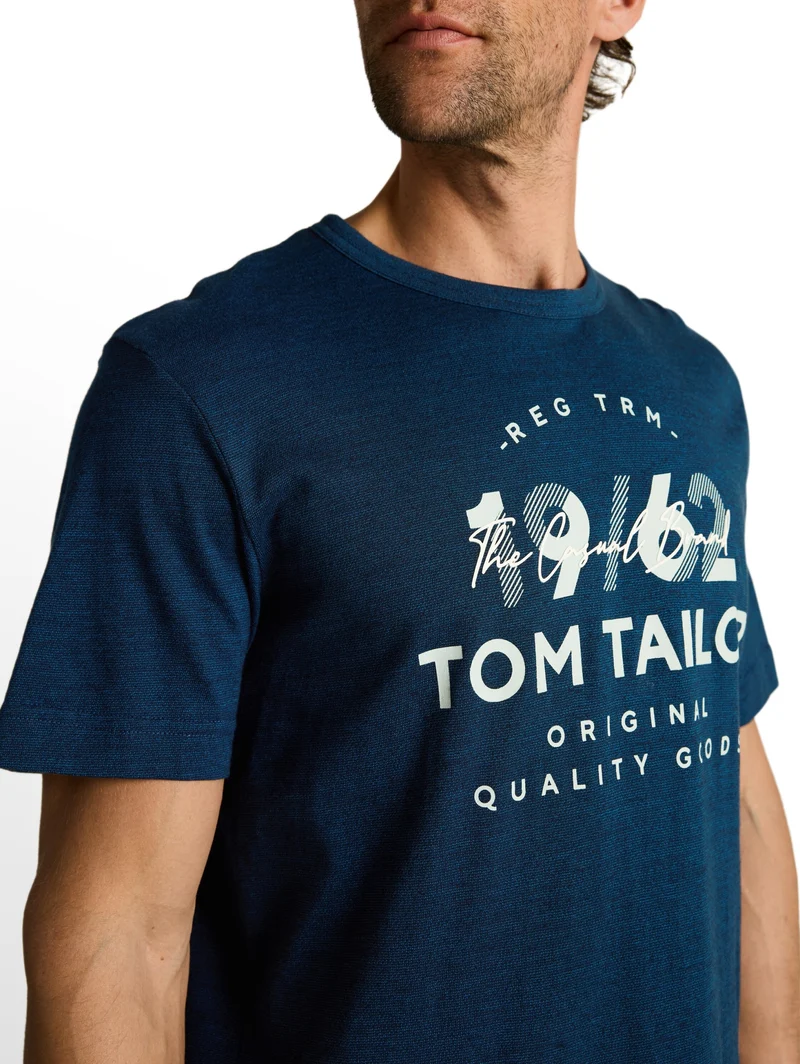 printed fine stripe t-shirt, navy blue petrol injected