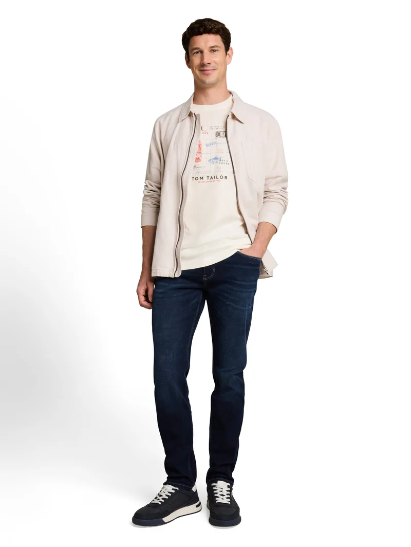 structured print t-shirt, Gardenia White