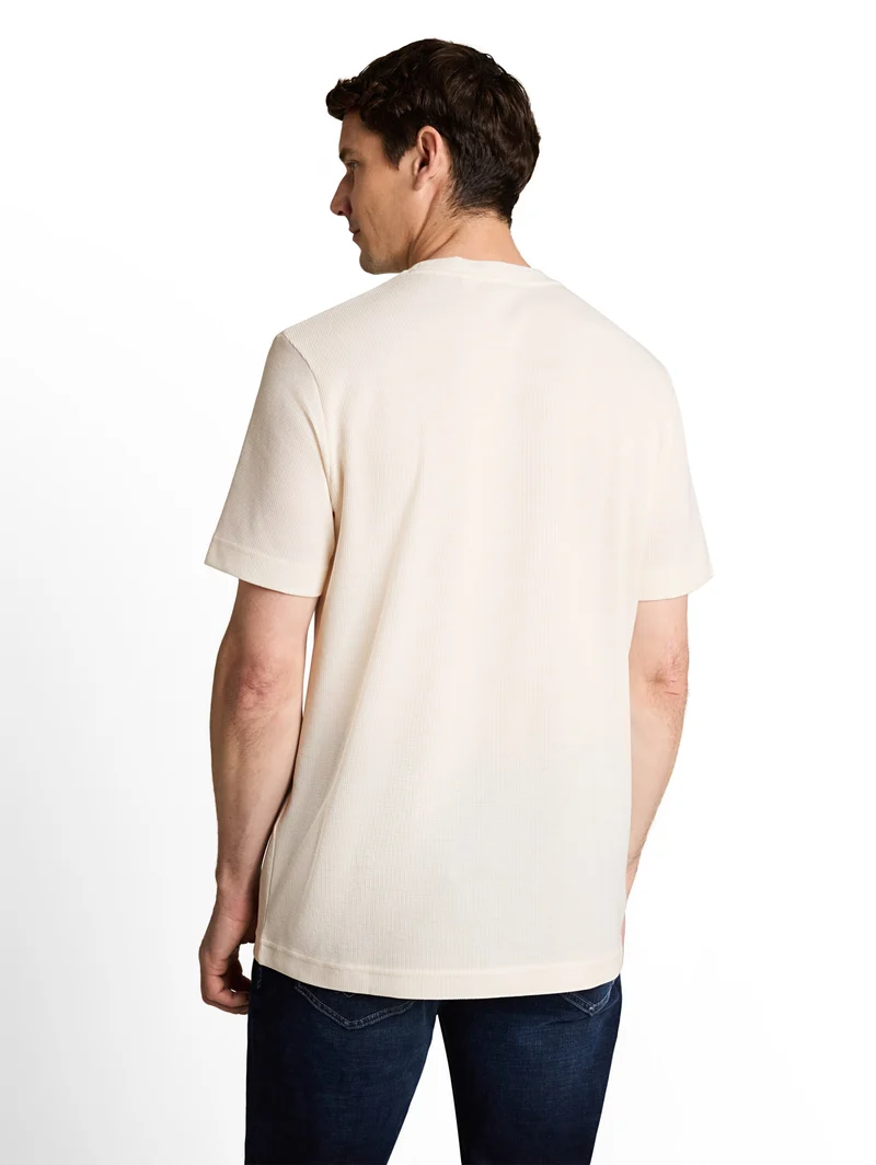 structured print t-shirt, Gardenia White