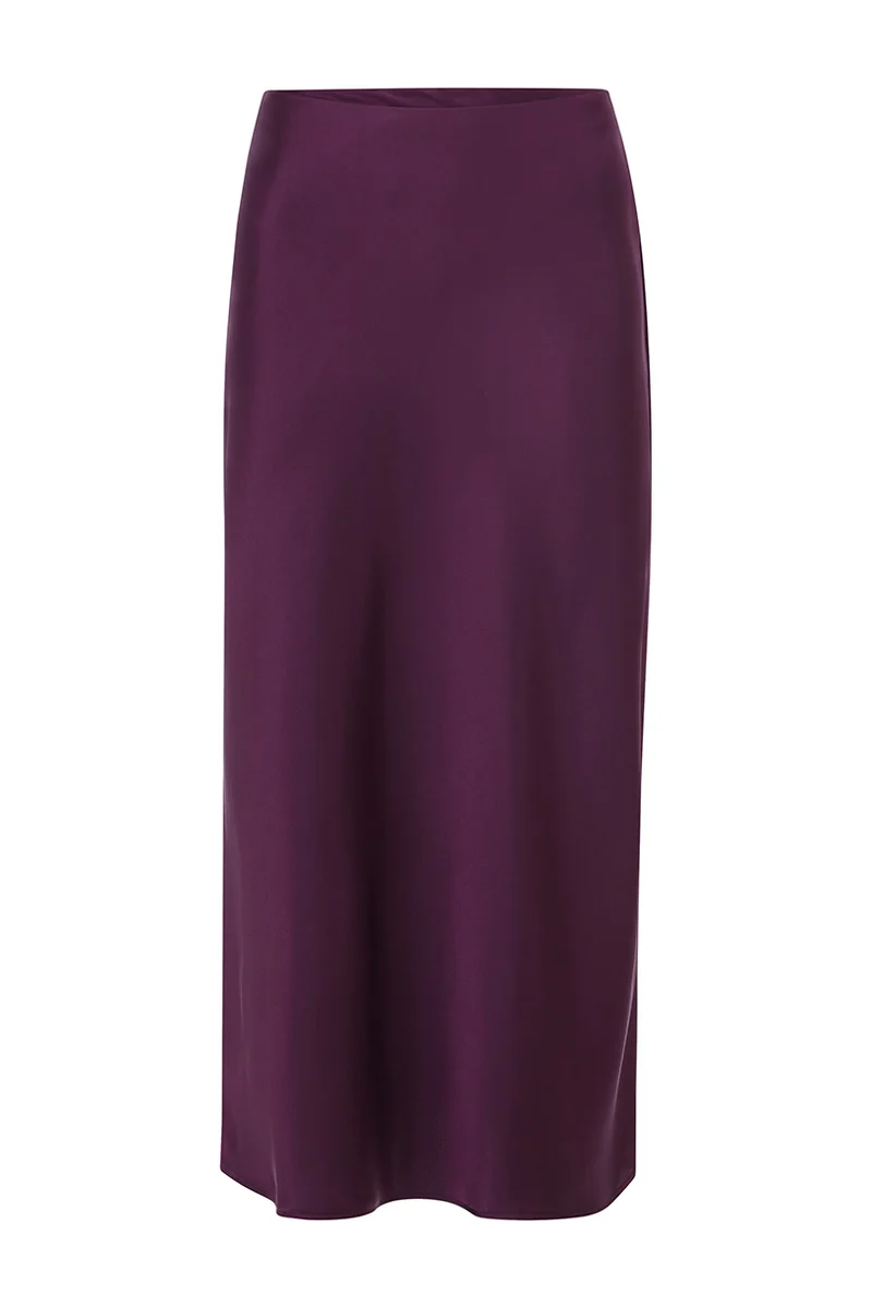 Satin Midi Skirt, mulberry