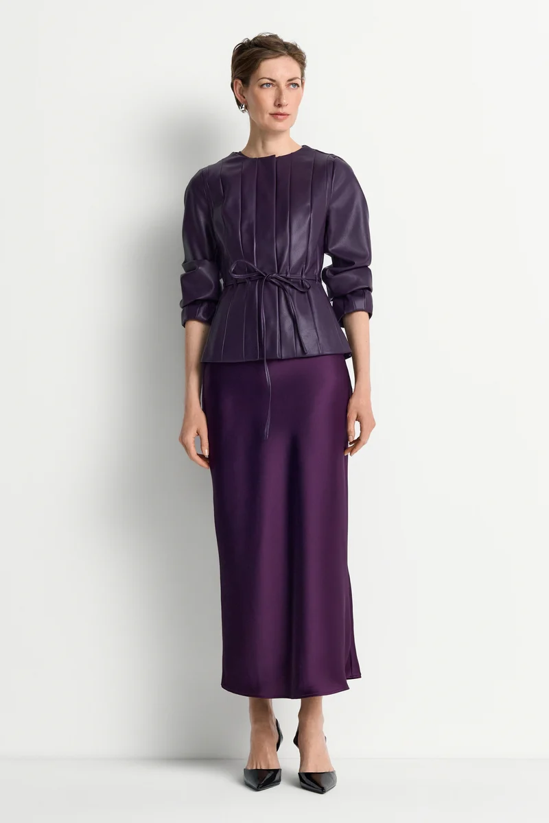 Satin Midi Skirt, mulberry
