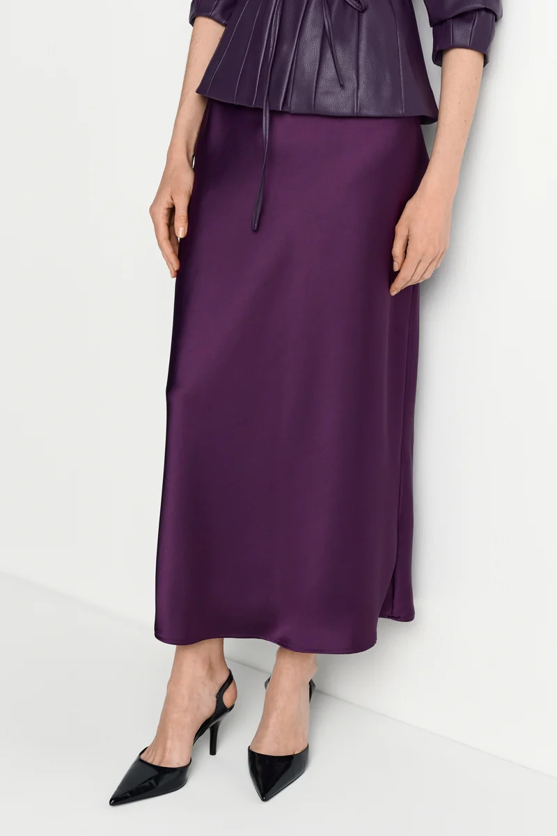 Satin Midi Skirt, mulberry