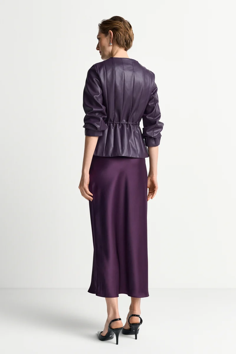 Satin Midi Skirt, mulberry