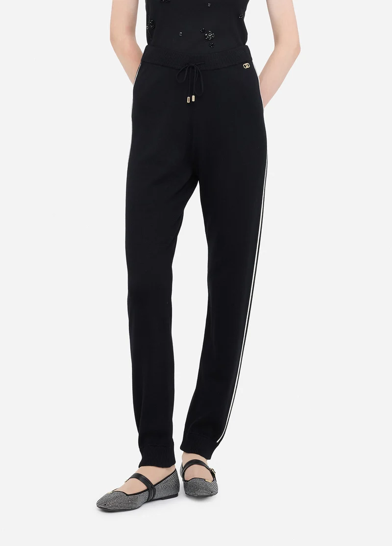 Knit Trousers with Rhinestones