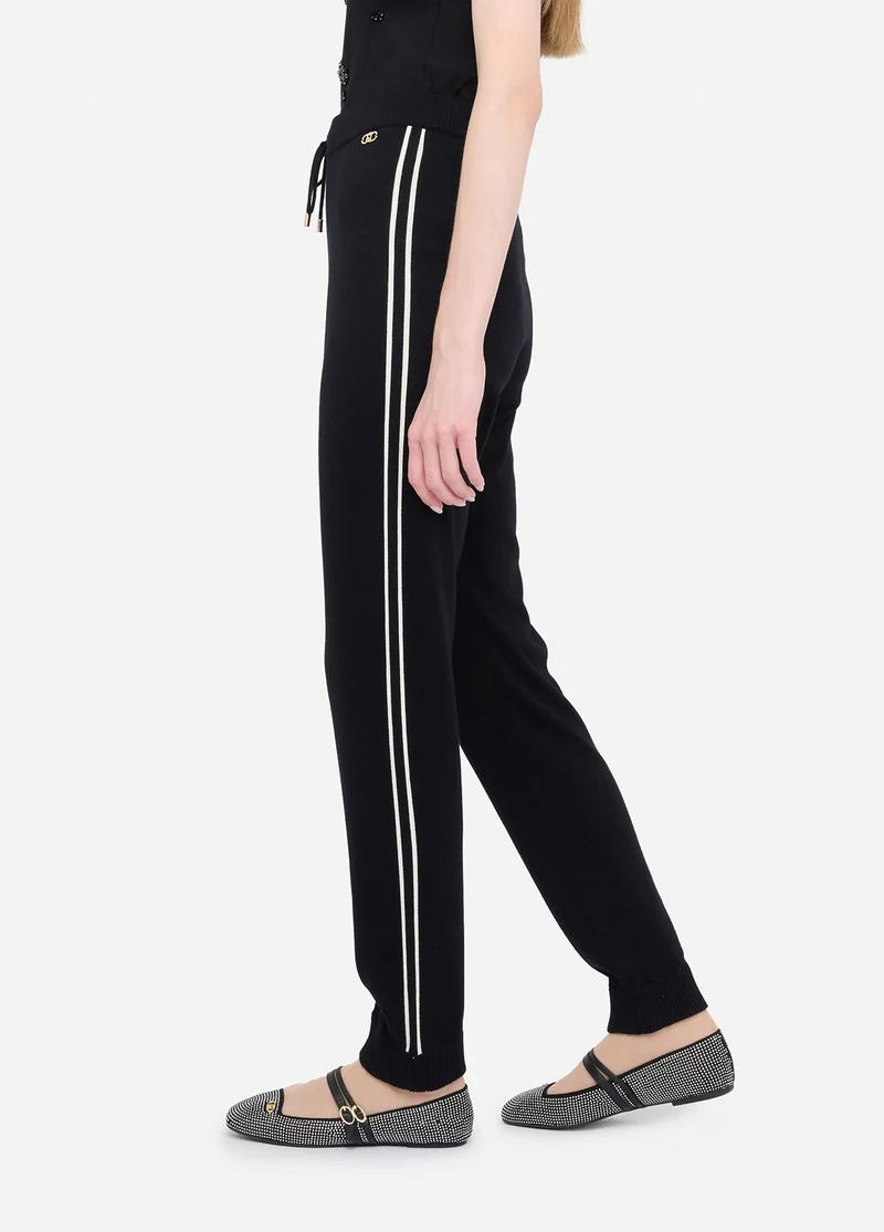 Knit Trousers with Rhinestones