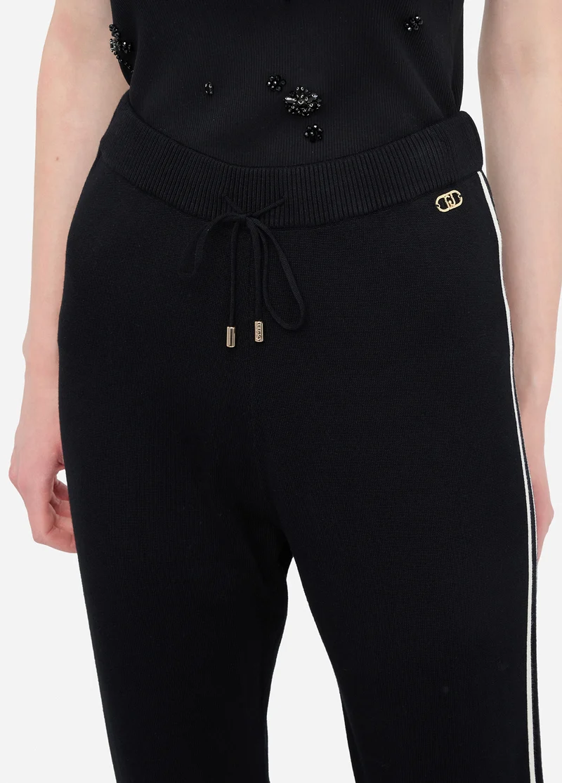 Knit Trousers with Rhinestones