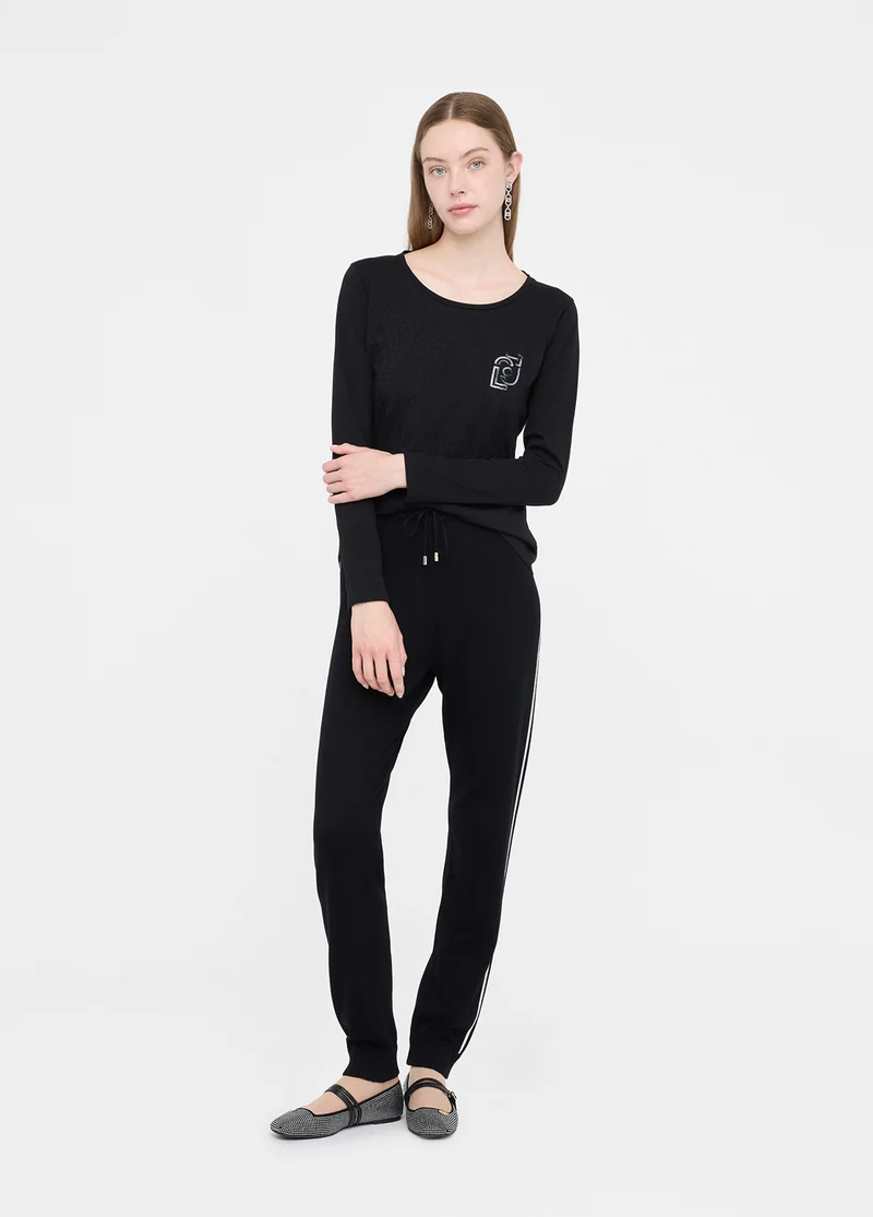 Knit Trousers with Rhinestones