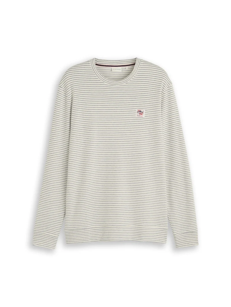 structured stripe longsleeve, offwhite structured stripe