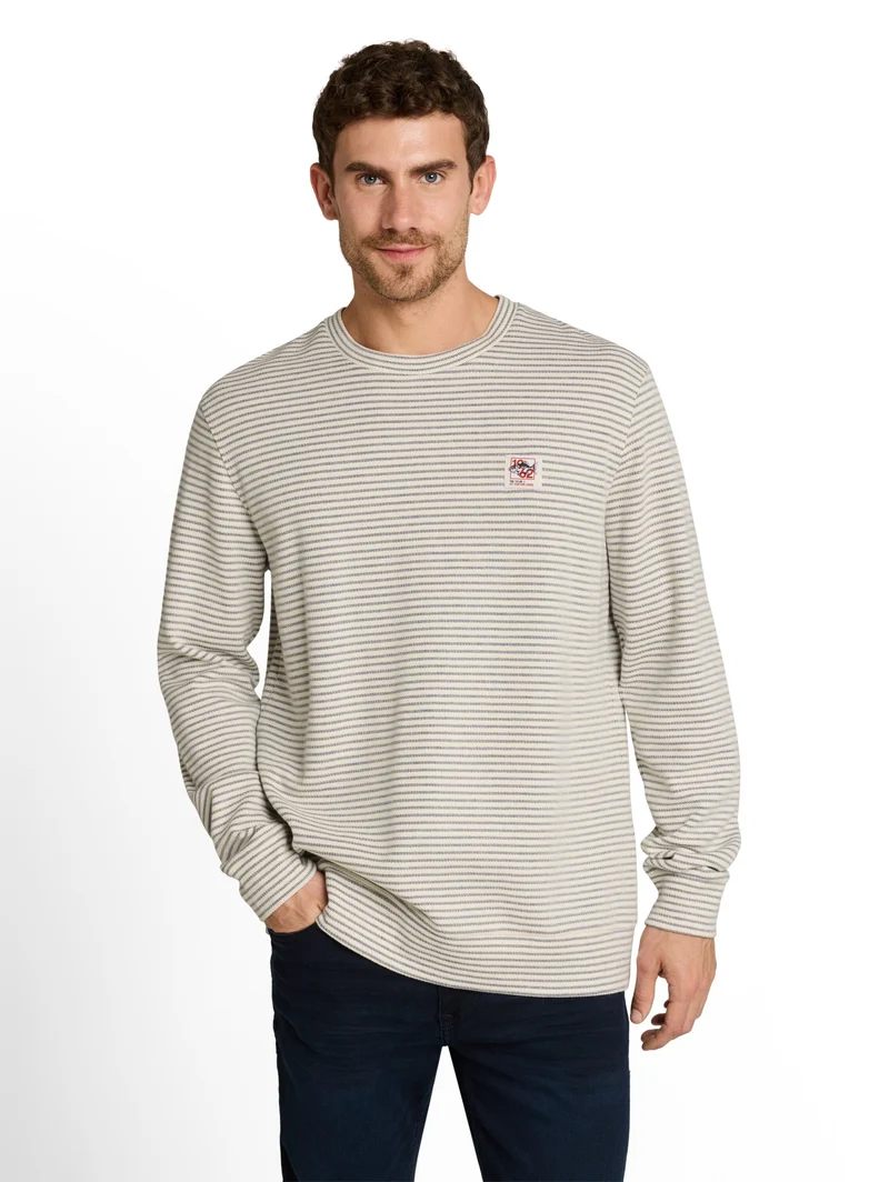 structured stripe longsleeve, offwhite structured stripe