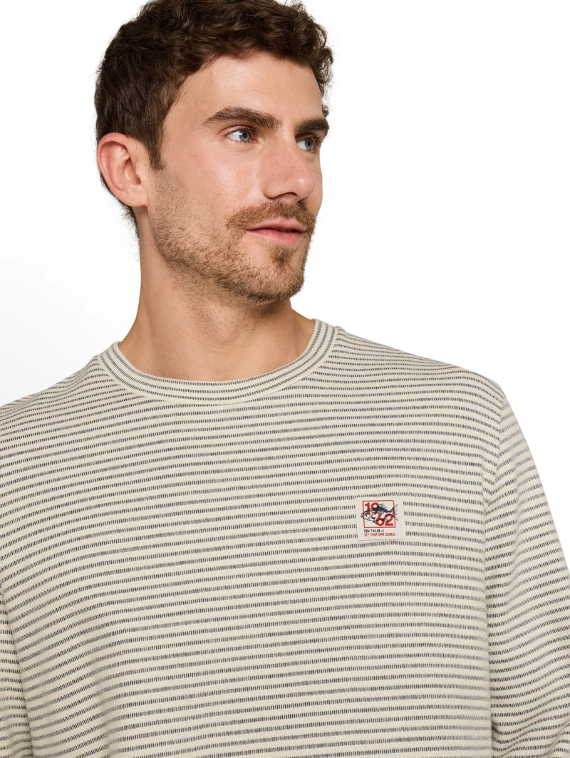 structured stripe longsleeve, offwhite structured stripe