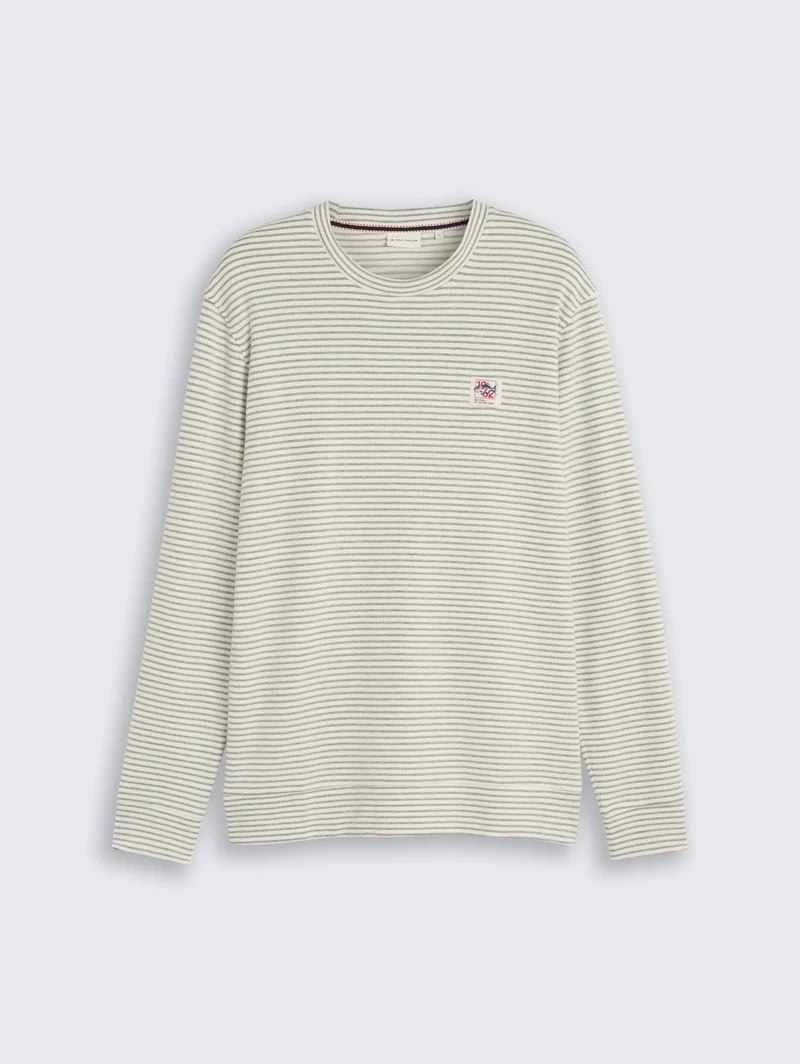 structured stripe longsleeve, offwhite structured stripe