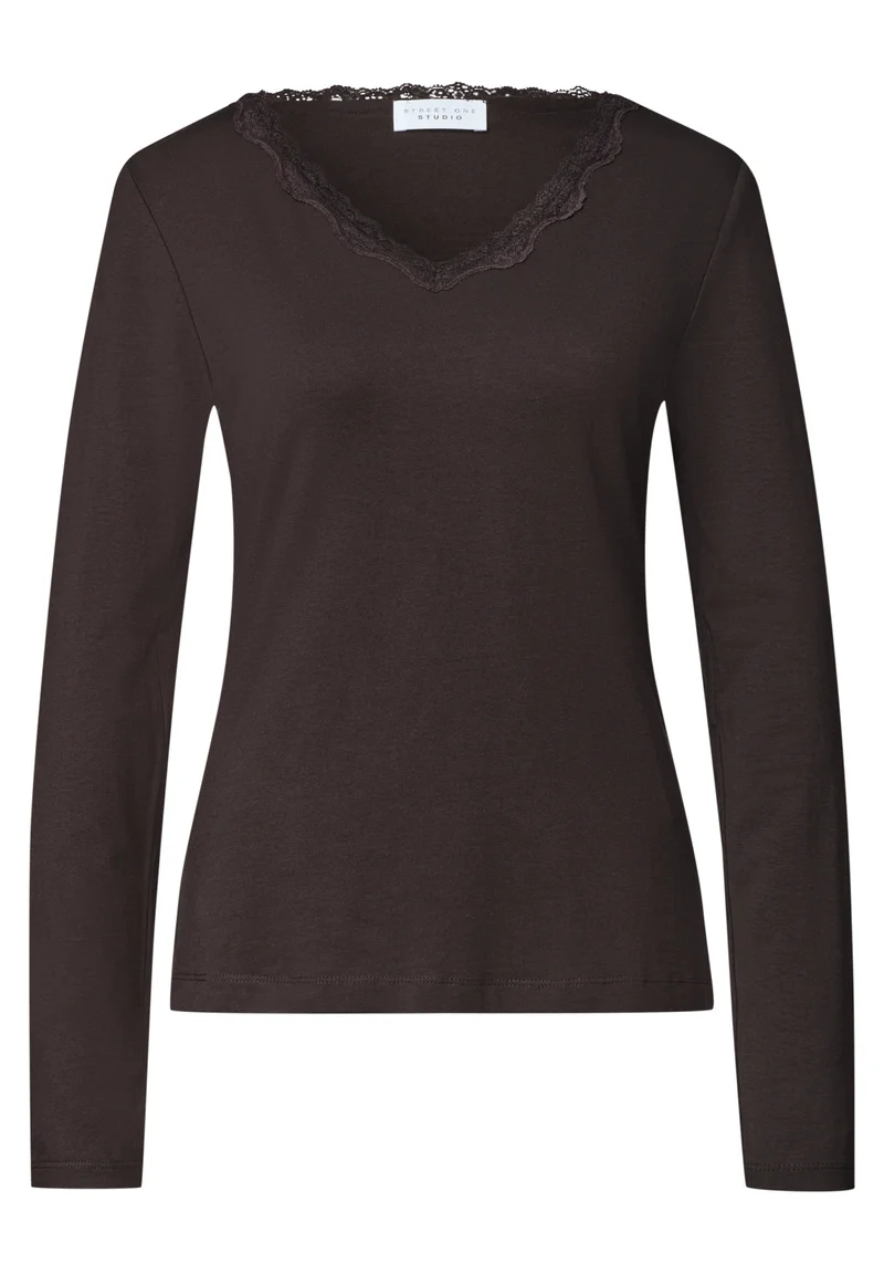 LTD QR_Studio_Shirt w.lace v-n, charred brown