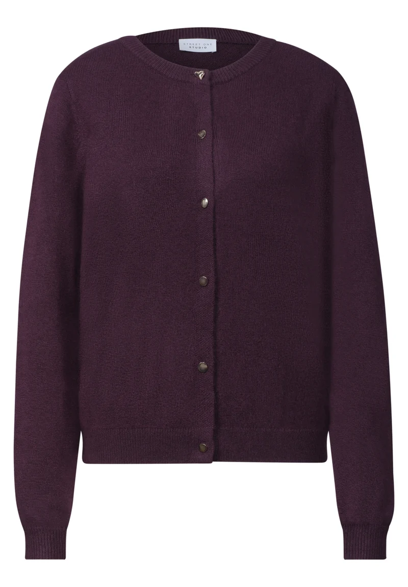 LTD QR Studio_Round neck cardi, very berry mel.