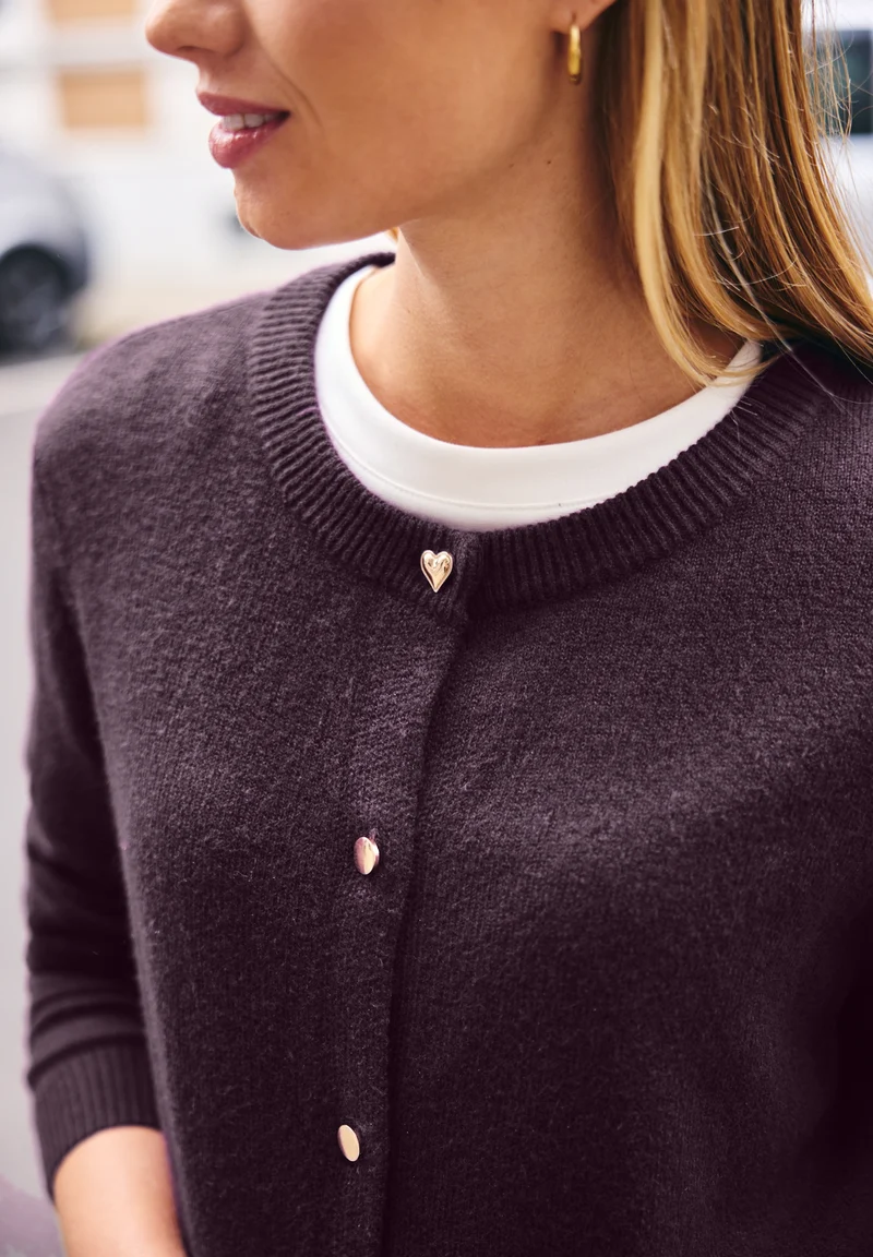 LTD QR Studio_Round neck cardi, very berry mel.