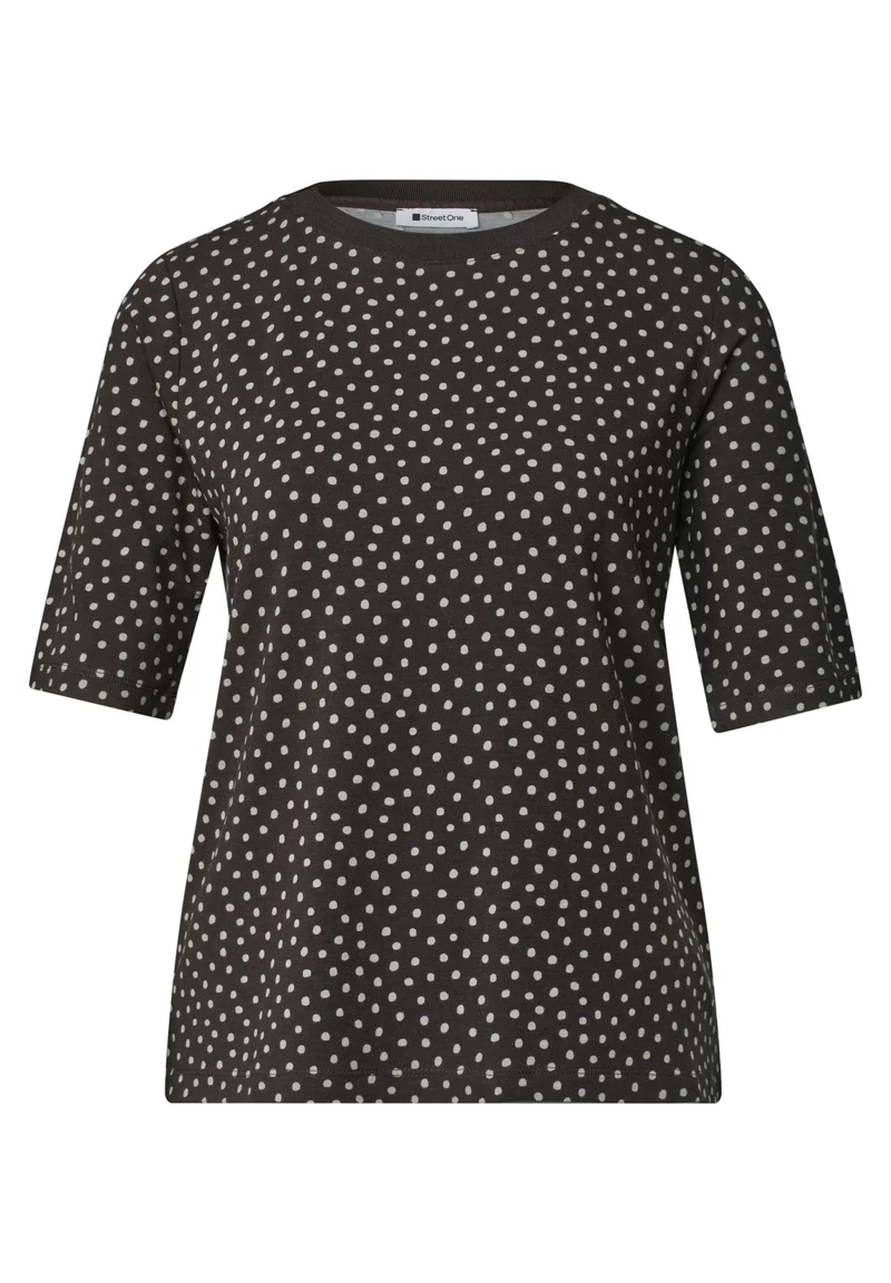 LTD QR printed shirt w.rib col, black coffee
