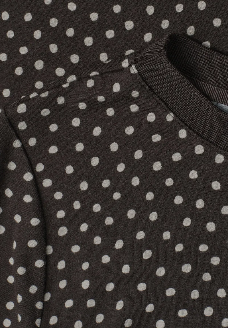 LTD QR printed shirt w.rib col, black coffee