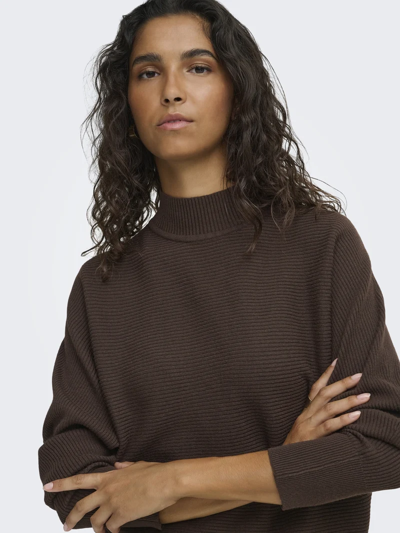 JDYPRIME LIFE L/S HN BAT. PULL. KNT, Coffee Bean/MELANGE