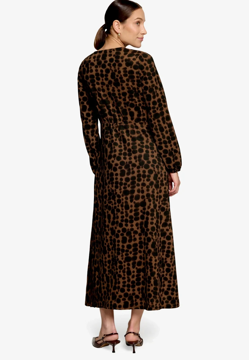 Kleid Lang 1/2 Arm, Brown/Black