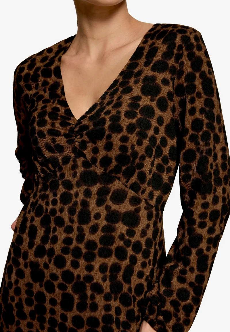 Kleid Lang 1/2 Arm, Brown/Black