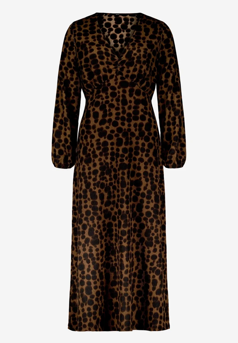 Kleid Lang 1/2 Arm, Brown/Black