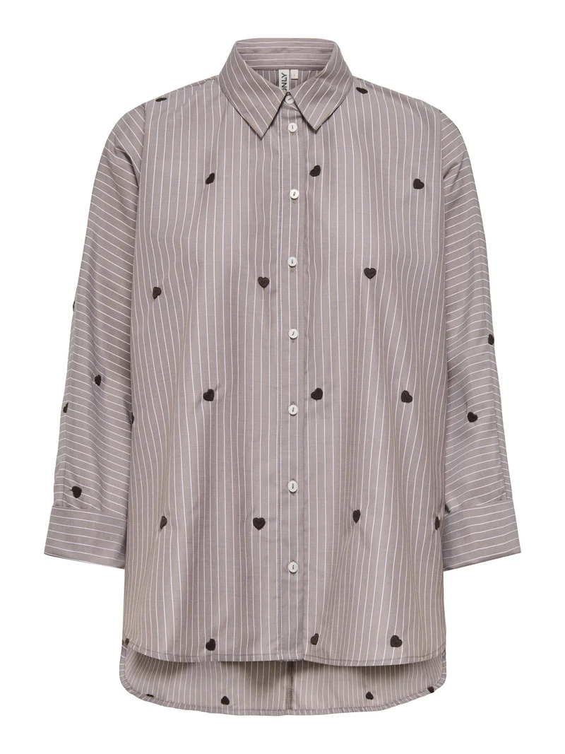 ONLNEW LINA GRACE STR EMB SHIRT NOO, Coffee Bean/STRIPE W. COFFEE BEAN H