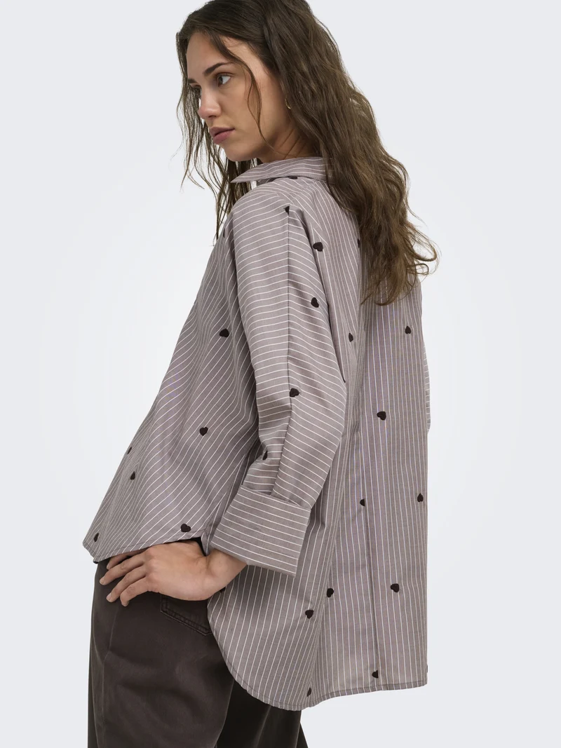 ONLNEW LINA GRACE STR EMB SHIRT NOO, Coffee Bean/STRIPE W. COFFEE BEAN H