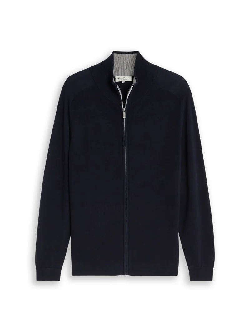 basic zip jacket knit, sky captain blue