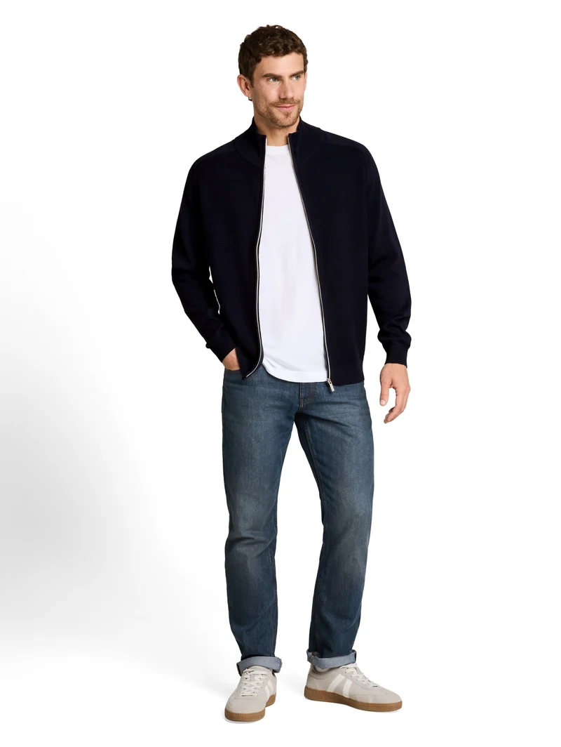 basic zip jacket knit, sky captain blue