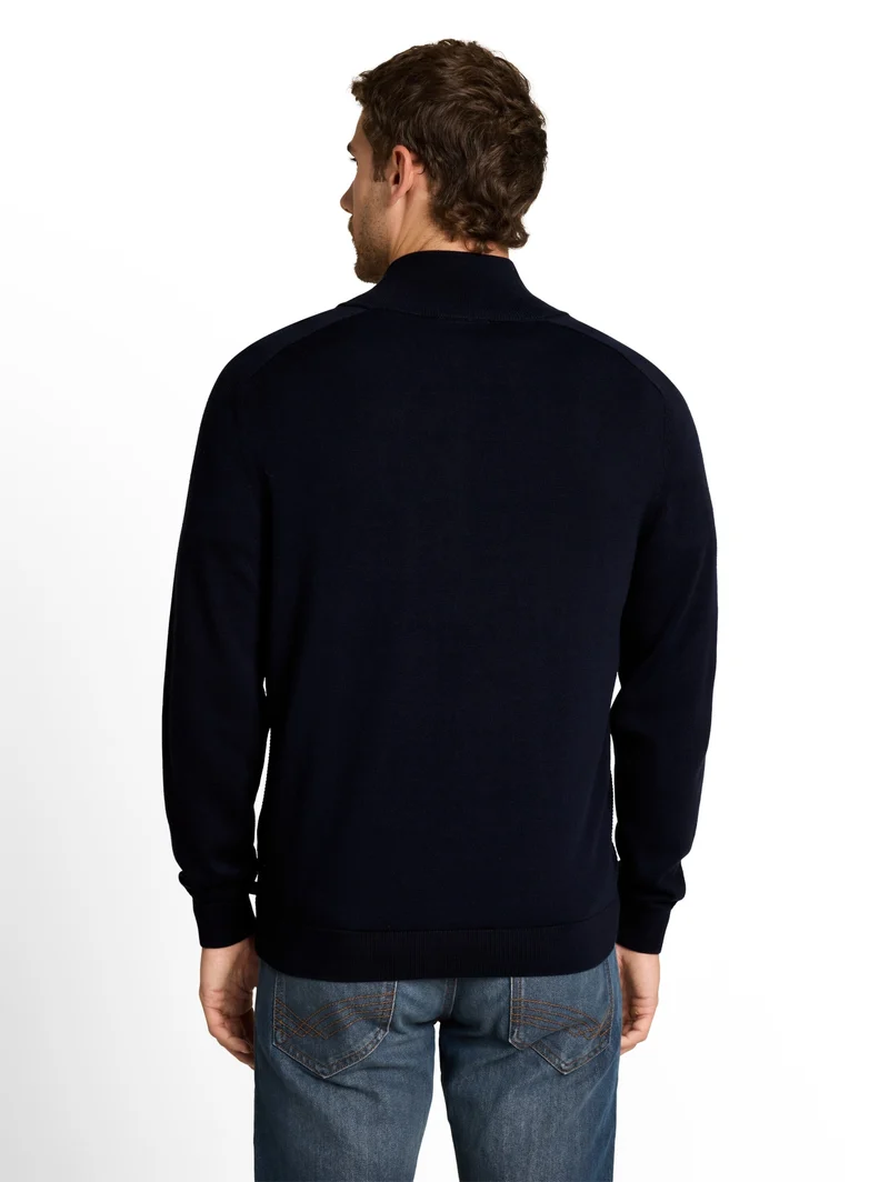 basic zip jacket knit, sky captain blue