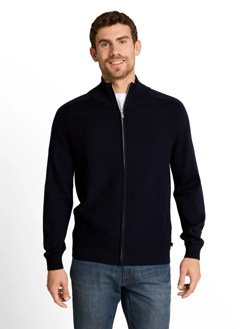 basic zip jacket knit, sky captain blue