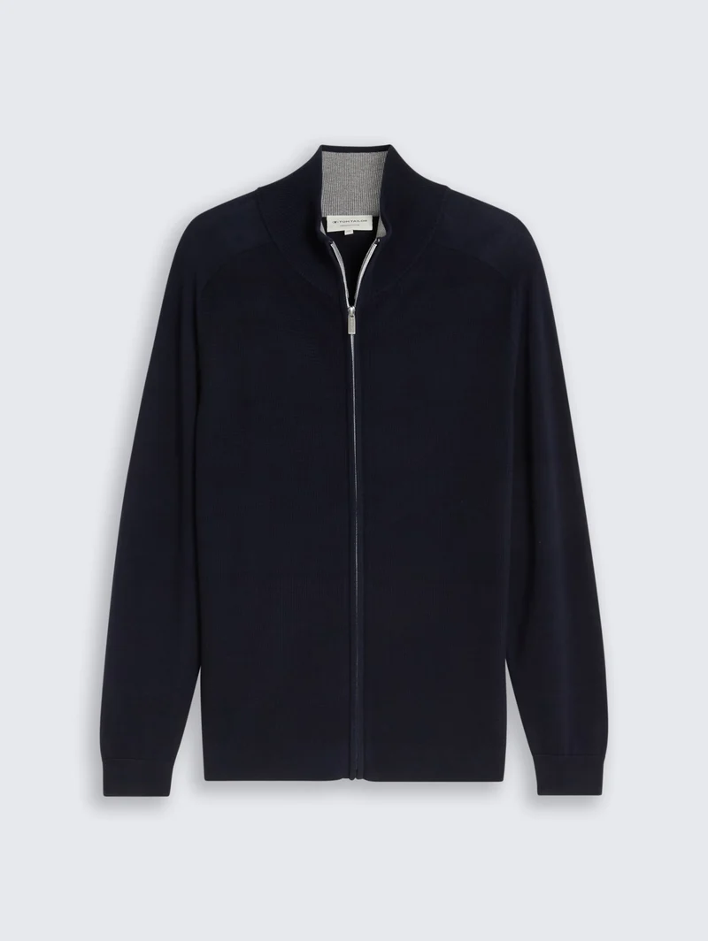 basic zip jacket knit, sky captain blue