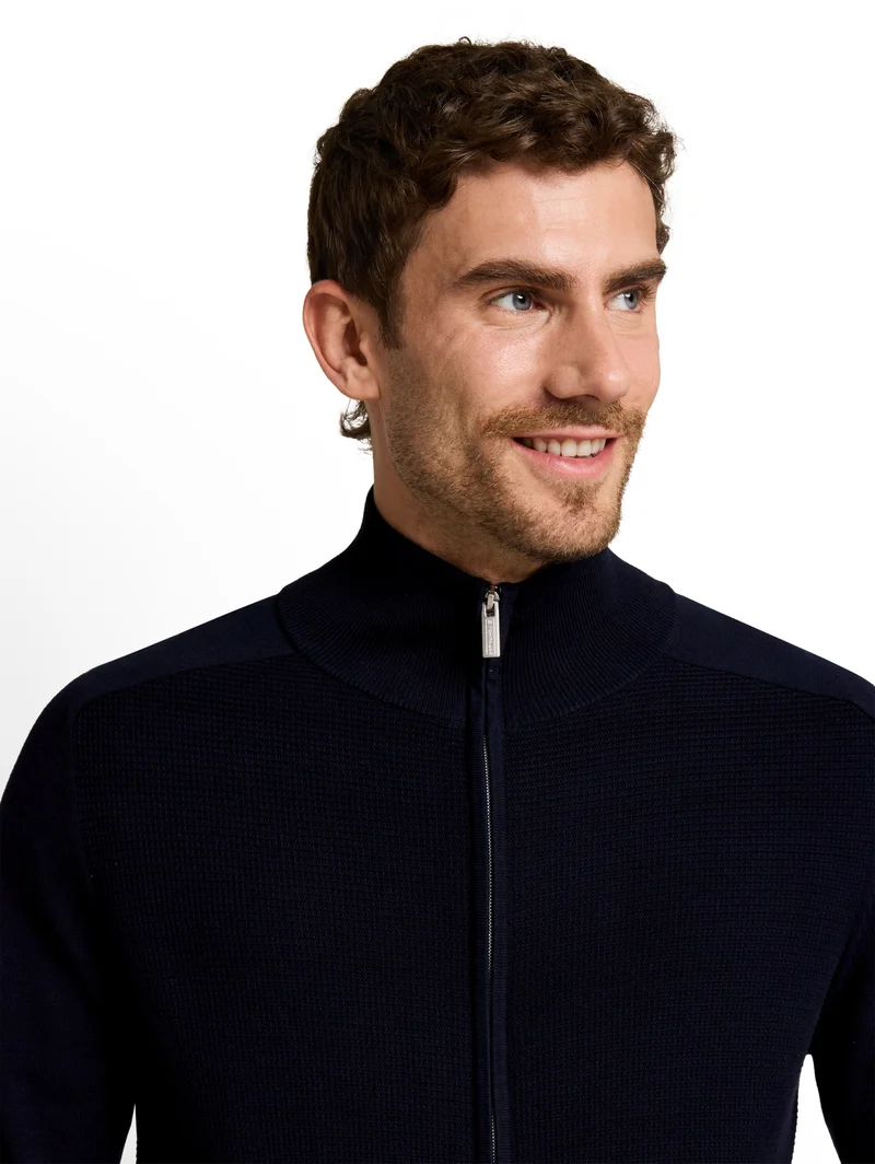 basic zip jacket knit, sky captain blue
