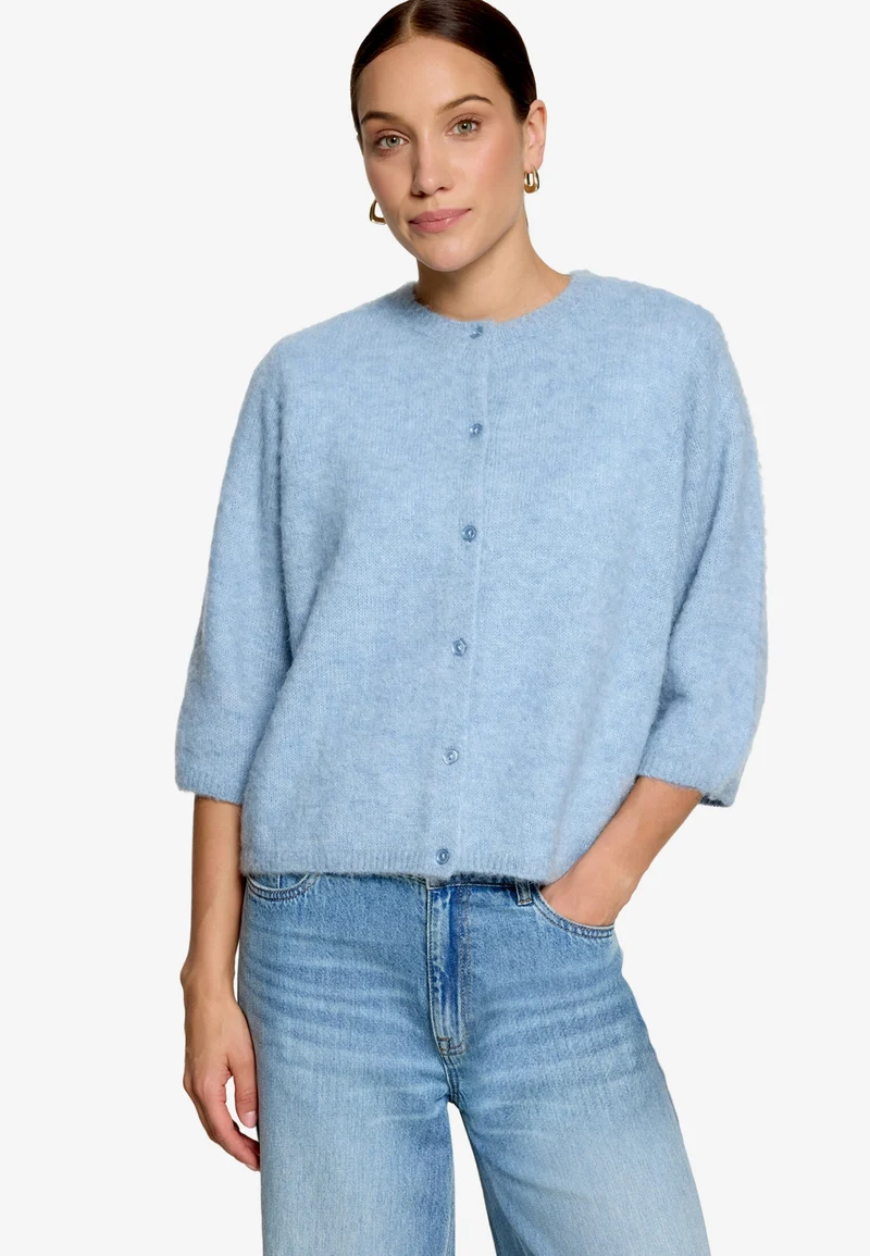 Strickjacke Kurz 3/4 Arm, Ashley Blue Melange