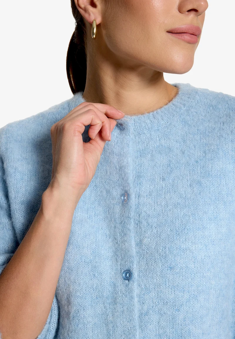 Strickjacke Kurz 3/4 Arm, Ashley Blue Melange